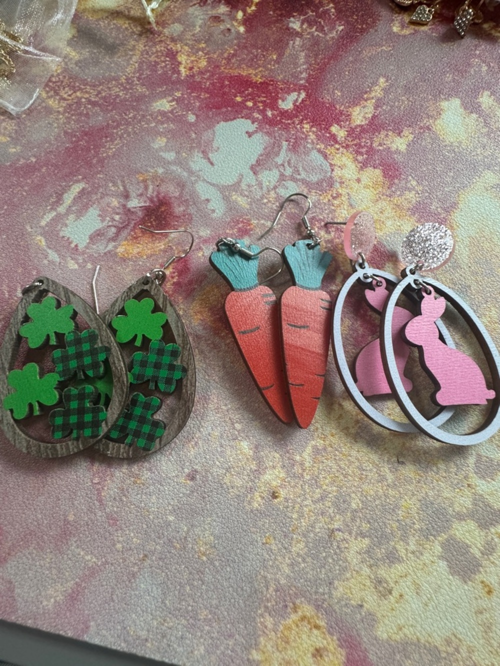 Spring Holidays Wooden Earrings - 3 Pairs
